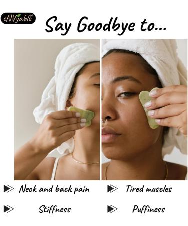 2pc Gua Sha & Facial Roller Set - 100% Natural Jade Stone Skin Care Massager - International Shipping - Buy Online on GoSupps.com