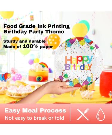 CENLBJ Happy Birthday Party Plates Colorful Birthday Party Disposable Plates 9inch-50pcs Birthday Party Paper Plates for Birthday Party Decorations HappyBirthday-B - Buy Online on GoSupps.com