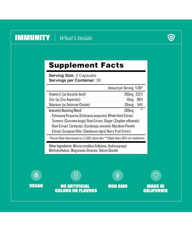 Health By Habit Immunity Supplement - 60 Capsules | Echinacea, Elderberry, Zinc Blend | Boost Immune Health | Vegan, Non-GMO, Sugar Free - Buy Online on GoSupps.com