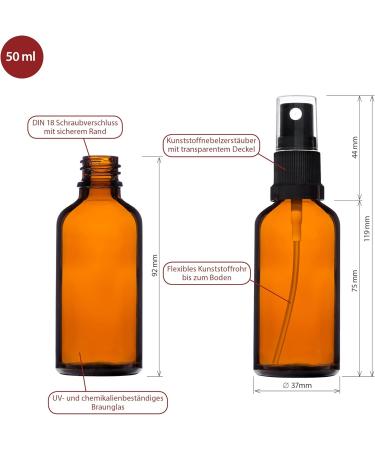HandsUnity 50ml Brown Glass Spray Bottles - 12pcs Small Atomizers with Black Caps for Pharmacy Use - Buy Online on GoSupps.com