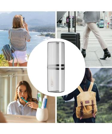 Travel Toothbrush Box - Portable Organizer for Toothbrush & Toothpaste - Ideal for Camping School & Business Trips - Transparent Gray - Buy Online on GoSupps.com