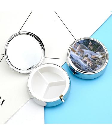 Small Round Travel Pill Case | Portable 3 Compartment Metal Pill Box for Daily Use & Travel - Buy Online on GoSupps.com