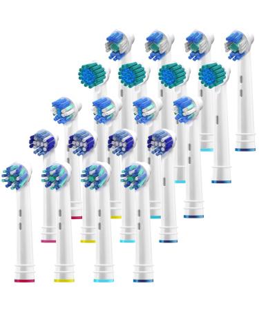 Replacement Brush Heads Compatible with Oral B Braun 20 Pack of 4 Sensitive 4 Floss 4 Precision 4 Cross 4 Polishing- Fits Oralb Electric Toothbrush 7000 Pro 1000 9600 Kids Action Etc.