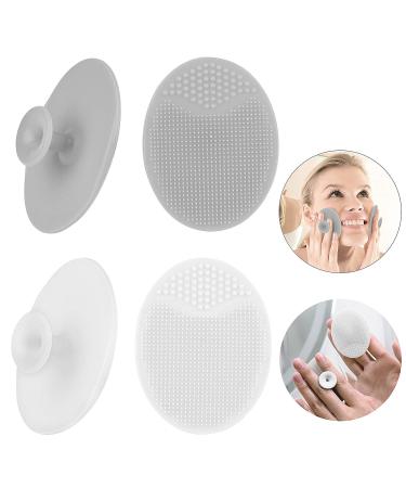 Luckyiren Silicone Face Scrubber Exfoliator Facial Cleansing Pads Precision Pore Cleansing Pad Acne Blackheads Removing Face Brush Baby Shower Tool Brushes (Grey+White 4 Pack)