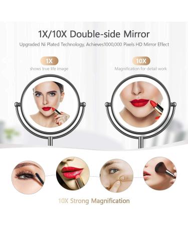 Professional 8.5 Lighted Makeup Mirror with 1X/10X Magnification - 48 LED Lights, 3 Color Lighting, Dimmable Brightness - Satin Nickel Vanity Mirror - Buy Online on GoSupps.com