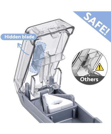 Fullicon Pill Cutter | V-Shape Holder | Sharp Blade Tablet Splitter | Large Pill Organizers | Grey - Buy Online on GoSupps.com