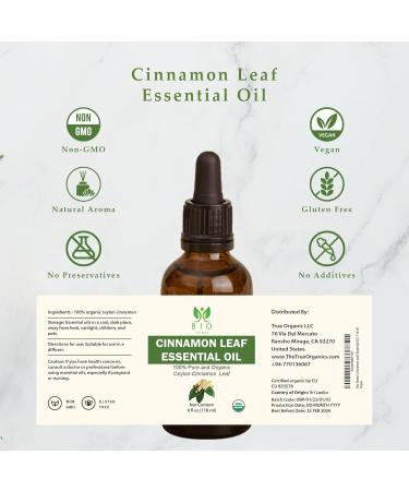 Bio Sense Cinnamon Leaf Essential Oil | 118 ml | 100% Pure & Organic Cinnamon Leaf Essential Oil | Use for Diffuser and Household| 4 fl oz. - Buy Online on GoSupps.com