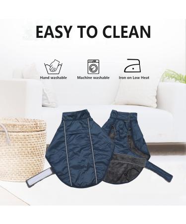Minezi Waterproof Dog Raincoat - Adjustable Fleece Lined Reflective Caps for Small & Medium Dogs - Navy Blue - Buy Online on GoSupps.com