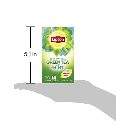 Lipton Green Tea Bags with Mint Flavor - 100% Natural, Heart-Healthy - 1.06oz 20 Count (Pack of 6) - Buy Online on GoSupps.com