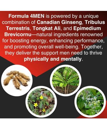 Canadian Vita Ginseng Formula 4MEN - Natural Ingredient Supplement - Canadian Ginseng/Tribulus Terrestris/Tongkat Ali/Epimedium Brevicornu - Energy/Immunity/Focus/Stress Relief - Buy Online on GoSupps.com