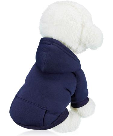 SATINIOR Winter Dog Hoodie - 2 Pack Small Dog Sweatshirts with Pocket, Warm Cotton Coat for Dogs, Puppy Costume (M) Dark Blue/Wine Red - Buy Online on GoSupps.com