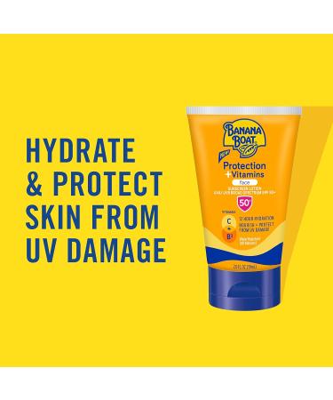 Banana Boat Protection + Vitamins Face Sunscreen Lotion SPF 50 | Travel Size Sunscreen for Face Moisturizing with Vitamin C & Vitamin B3 Niacinamide SPF 50 Sunblock Lotion Fragrance Free 2Fl Oz 2 Fl Oz (Pack of 1) - Buy Online on GoSupps.com