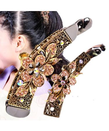 Cuhair 1PC Handmade crystal rhinestone flower for women girls banana hair clip hair clip hair clamp hair accessories champagner big