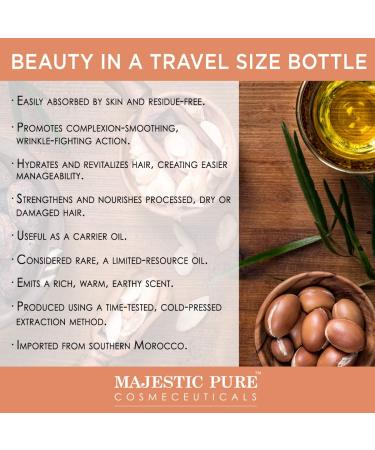 MAJESTIC PURE Moroccan Argan Oil - 100% Pure & Natural for Hair, Face, Nails, Beard & Cuticles - 4 Fl Oz - Men and Women - Buy Online on GoSupps.com