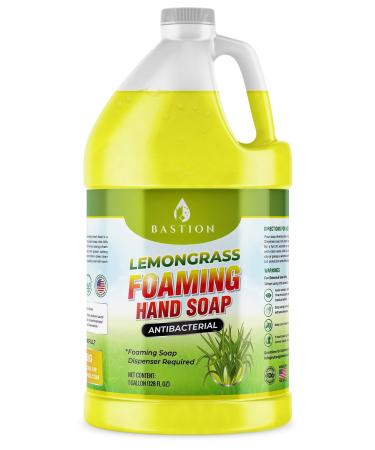 Foaming Hand Soap - Lemongrass Scented Antibacterial Instant-Foam Hand Wash Formula - 1 Gallon Bulk Size Jug (128 oz) by Bastion (Lemongrass, Gallon (128 oz)) Lemongrass 128 Fl Oz (Pack of 1)
