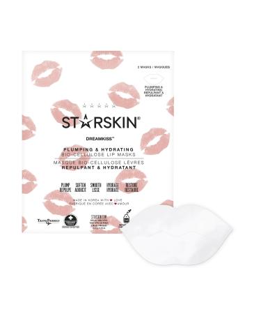 Dreamkiss - Plumping and Hydrating Second Skin Bio-Cellulose Lip Mask - Soaked in Serum containing Sea Fern Collagen and Hyaluronic Acid - to Diminish Wrinkles - 2 Masks