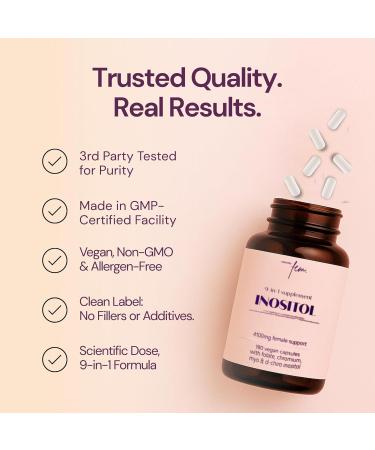 QSTA Myo-Inositol & D-Chiro Inositol Supplement for Women 4100mg (40:1 Ratio) 9-in-1 Hormonal & Metabolic Support with Folate, Vitamin B6, B12, D3, Zinc & Chromium 180 Count (Pack of 1) 1 - Buy Online on GoSupps.com