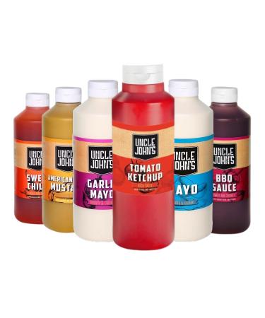 Uncle John Sauce & Mustard Pick N Mix - Choose From 5+ Flavors |Mayonnaise Garlic Mayonnaise Tomato Ketchup American Style Mustard BBQ Sweet Chilli | Pack of 3 x 1000ml