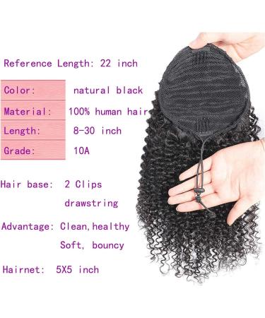 Hair Chignon 8-30 Inch Afro Shaggy Drawstring Ponytail Hair Extensions Curly Clip-on Brazilian Real Hair for Black Women Ponytail Messy Bun Hair Piece (Size : 24 inch) - Buy Online on GoSupps.com