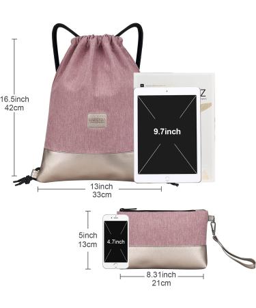 Livacasa Gym Bag with Zipper Interior Pocket | Versatile Sports Bag for Men & Women | Pink Hipster Lined Backpack with Adjustable Tunnel | Ideal 42x3cm Size with Money Pocket - Buy Online on GoSupps.com