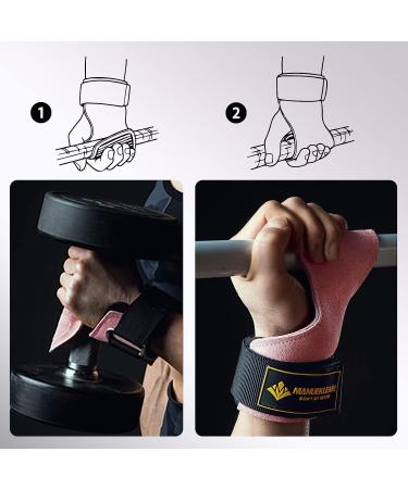 Manueklear Pink Leather Weightlifting Wrist Straps for Deadlifts & Powerlifting - Men/Women - Buy Online on GoSupps.com