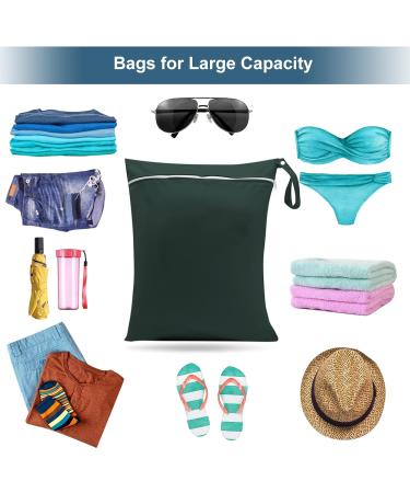 2Pcs Reusable Wet Dry Bags 13x14 inch | Waterproof Nappy Changing Bags for Babies | Ideal for Swimming, Camping, Travel | Black/Green - 30x35cm - Buy Online on GoSupps.com