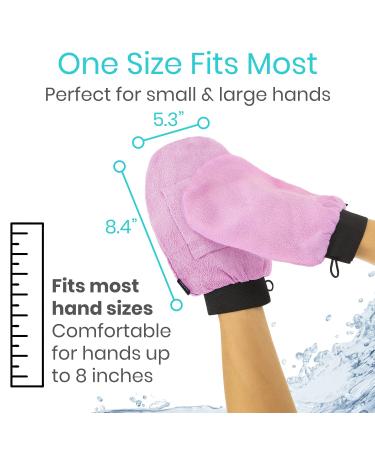 Vive Exfoliating Mitts for Body (4 Pack) - Deep Microdermabrasion Scrub Gloves with Soap-Saver Pocket - Premium Black & Pink - Body Exfoliate Shower Dead Skin Remover - Ideal for Keratosis Pilaris - Buy Online on GoSupps.com