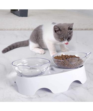 Milifun Elevated Tilted Cat Food Bowls | Anti-Vomiting Orthopedic Kitty Bowls for Indoor Cats - White - Buy Online on GoSupps.com