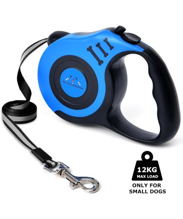 Pets Playground Retractable Dog Lead | Glow in the Dark Reflective Puppy Leash | Long Strong Heavy Duty Blue Lead - 5M - Buy Online on GoSupps.com
