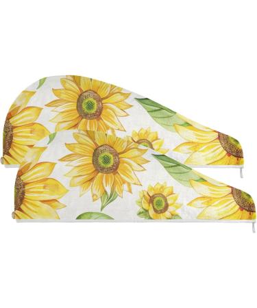 Buy Super Absorbent Sunflower Hair Towel 2 Pack | Quick Dry Hair Turbans for Women & Girls - International Shipping Available - Buy Online on GoSupps.com