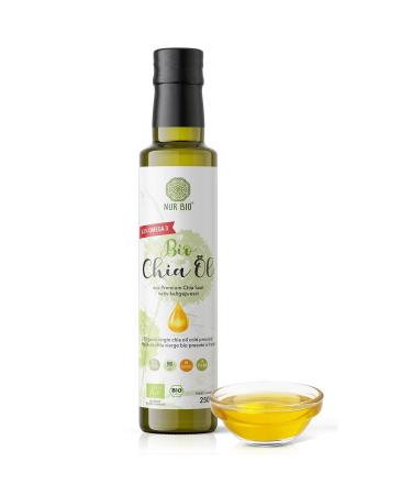 NurBio Organic Chia Oil 3 x 250 ml - native cold-pressed chia oil nutty mild vegetable oil omega-3 fatty acids 63% economy pack