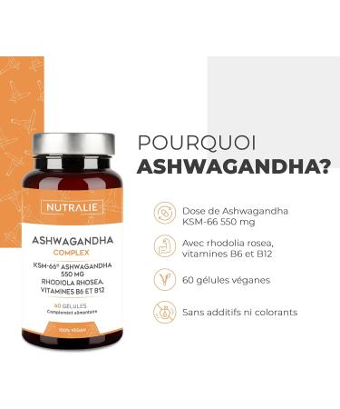 Ashwagandha KSM-66 Extra Strong Anti-Stress + Sleep + Energy Withanolides Rhodiola Vit B6 B12 Ashwagandha Organic Available Rhodiole Rosea and Vitamins - 60 Capsules Indian Ginseng - Nutralie - Buy Online on GoSupps.com