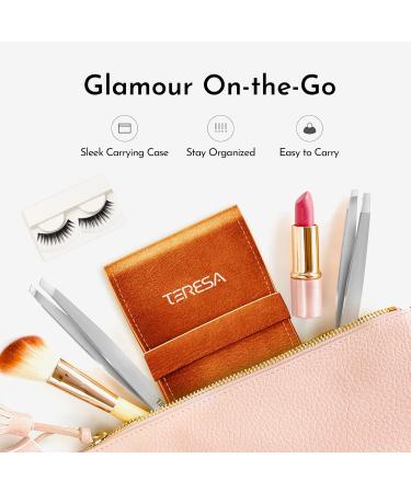 Terresaco Eyebrow Tweezers Set for Women - Precision Plucking 4-Piece Cosmetic Kit with Leather Case & Splinter Remover in Silver | TSOS-B01 - Buy Online on GoSupps.com