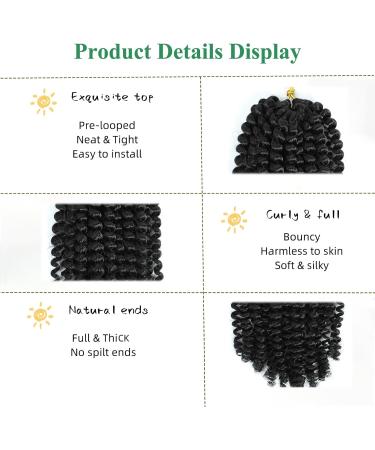 Kinky curly Crochet Hair 14 Inch Faux Locks Marlybob Crochet Hair twist For Women Short Curly Crochet Braids Hair Extension Jerry Curly Twist Hair Extensions Black 14inch/35cm 1B - Buy Online on GoSupps.com