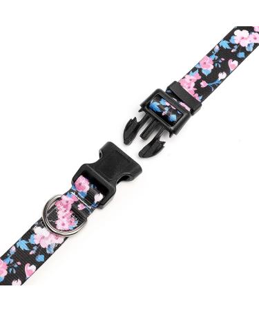 Suredoo Adjustable Nylon Dog Collar for Small & Medium Dogs | Soft & Comfortable | Pink Blue Flower | Fits Neck 25-40 cm - Buy Online on GoSupps.com