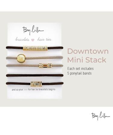 By Lilla Downtown Mini Stack Hair Ties and Bracelets Set - Set of 5 No Crease Hair Ties for Women - Black/Gold/Nude/Brown - Buy Online on GoSupps.com