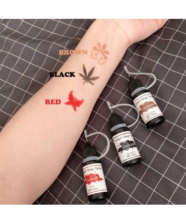 Jacknb Temporary Tattoo Kit - Freehand Ink, Semi Permanent Jagua Gel, 40 Pcs Stencils, DIY Fake Tattoos for Women, Kids, Men - Full Kit with 4 Bottles (Black/Red) - Buy Online on GoSupps.com