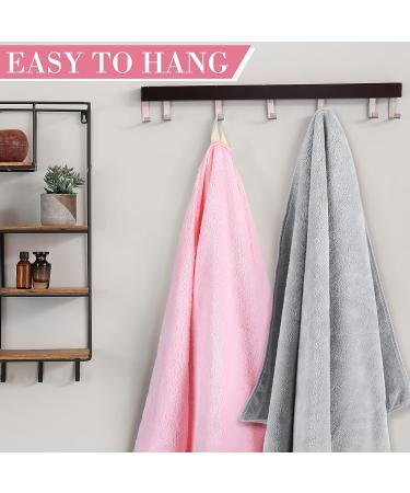 4 Pcs 20 x 40 Large Microfiber Hair Towel Set - Quick Dry & Absorbent Anti Frizz Drying Towels for Long & Short Hair - Pink and Gray - Buy Online on GoSupps.com