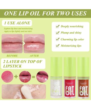 3PCS Fat Lip Oil Set - Long Lasting Glitter Liquid Lip Gloss - Moisturizing Tinted Plumper & Hydrating Lip Balm - Buy Online on GoSupps.com