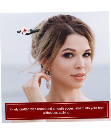 Mikinona Wooden Hairpin Chopsticks for Hair Handmade Hair Sticks Hair Barrettes for Women Japanese Retro Flower Hair Chopsticks Updo Hairpins Hair Fork Miss Japanese-style Geisha Ebony - Buy Online on GoSupps.com