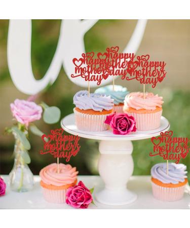 Keaziu 24 Pack Happy Mothers Day Cupcake Toppers Flower Best Mom Cupcake Picks Mom's Theme Happy Mother's Day Women Birthday Party Cake Decorations Supplies Red Red 2024 - Buy Online on GoSupps.com