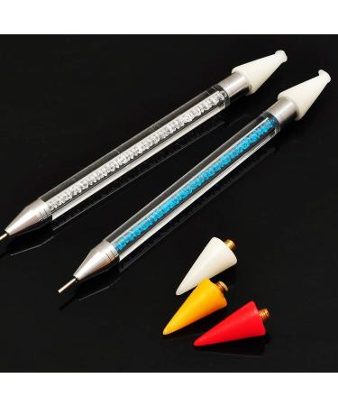 2 Pcs Double-End Crystal Nail Rhinestone Picker Nail Art Gem Pick Up Tool Self Adhesive Dotting Pen Manicure Tools with Case - Buy Online on GoSupps.com