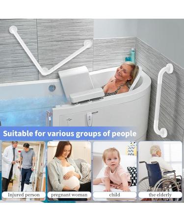 Angled Grab Bar+ Knurled Grab Bar 20 Inch - 16x16 Inch Stainless Steel Knurled Toilet Handles Wall Mounted Bathroom Handicap Safety Rails for Elderly Injured Balance Support L-shaped White Grab Bar - Buy Online on GoSupps.com