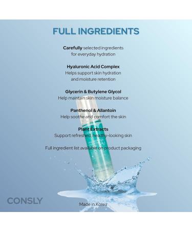 CONSLY Hyaluronic Acid Hydrating Gel Mist | Refreshing Face & Body Mist for Instant Moisture & Radiant Skin | Lightweight Spray for All Skin Types | Korean Skincare | 120 ml / 4.06 fl oz - Buy Online on GoSupps.com
