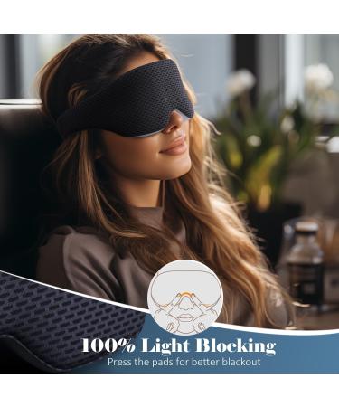 Premium 3D Contour Sleep Mask for Men & Women - 100% Light-Blocking Adjustable Eye Mask for Travel Yoga Napping & Shift Work | Grid Gray - Buy Online on GoSupps.com