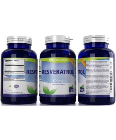 Resveratrol 500mg Capsules - Nutrissence - 180 Count (90 x 1000mg Servings or 60 x 1500mg Servings) - Buy Online on GoSupps.com