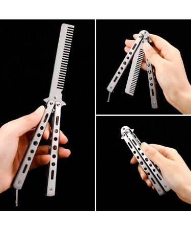Stainless Steel Butterfly Combs - 2pc Set for Outdoor Hair Styling (Black/Silver) - Buy Online on GoSupps.com