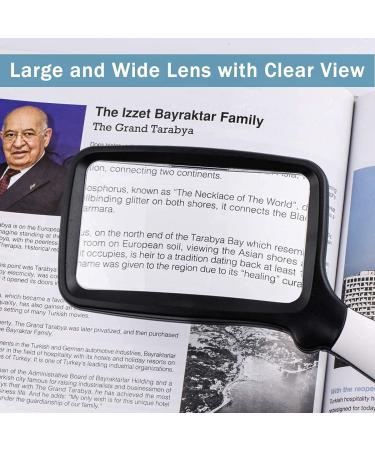 Folding Handheld Magnifying Glasses with Light 3X Large Rectangle Reading Magnifier with 10 LEDs for Seniors with Macular Degeneration Newspaper Books Small Print for Low Visions (Black & White) - Buy Online on GoSupps.com