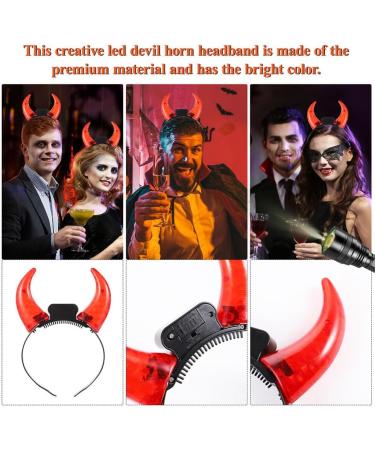 1pc Demon Horn Headband Light Favor Horn Costume Sequin Devil Horns Hirns Neon Halloween Headband for Women Led Horns Halloween Decorative Hairband Kit Electronic Components Red - Buy Online on GoSupps.com