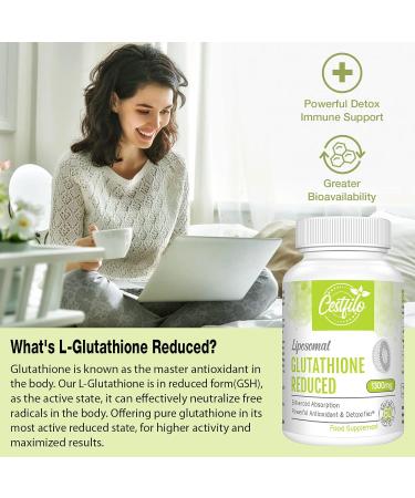 Cestfilo Liposomal Glutathione Reduced 1300 mg Active Form L Glutathione Reductase (GSH) Powerful Antioxidant for Optimal Cell Protection (60 Count (Pack of 1)) - Buy Online on GoSupps.com